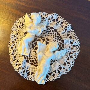 White Cherub Wall Plaques - Set of 2